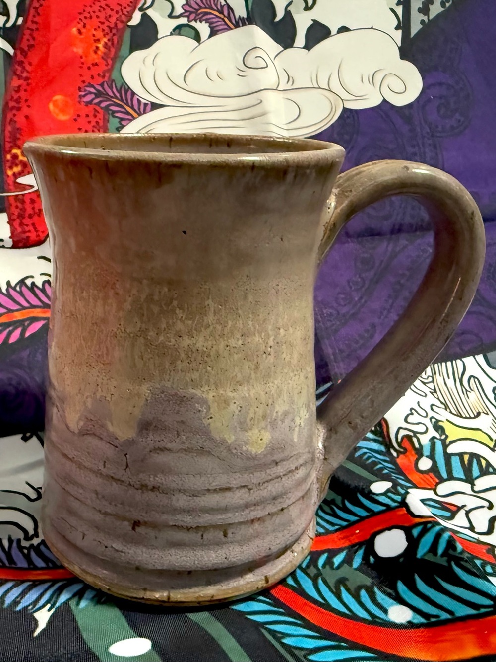 Hand Thrown Studio Art Pottery Mug Unique Drip Glaze One of a Kind